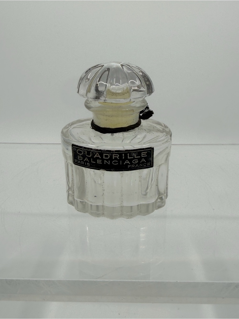 Balenciaga Clear Glass Quadrille Perfume Bottle with Black Label